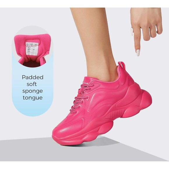 Women's 90s Chunky Sneakers Rope Platform Casual Thick Rave Walking Shoes Pink - Picture 3 of 9